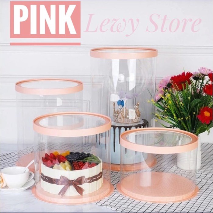 

Cake Box Bulat Dus Kue Kotak Kue Transparant Mika Pet 26X26 Cm 029