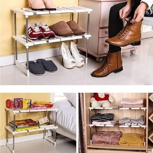 SHABRINA _FASHION Rak Dapur Sepatu Panci Portable Serbaguna Lemari 2 Susun Wastafel (BAYAR DI TEMPAT)