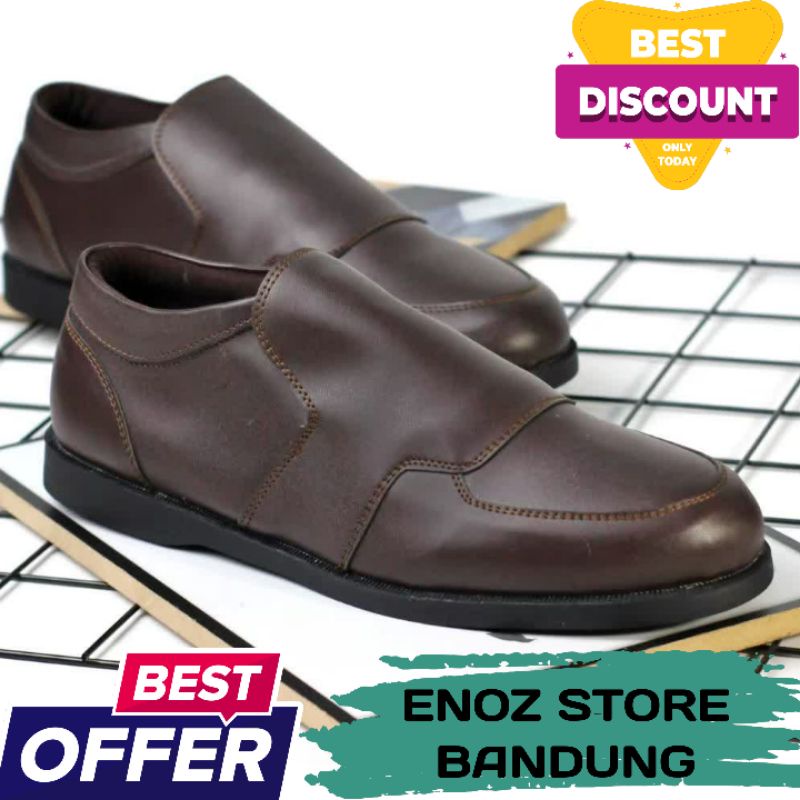 ENOZ X HALAND - Sepatu kasual pria original slip on slop sneaker casual formal peria cowok kulit pu kualitas bagus keren kekinian