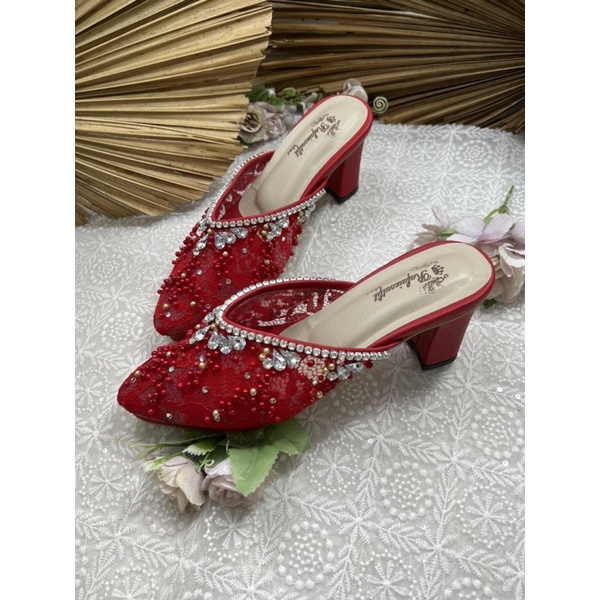 sepatu wedding shoes naima  tanpa tali tinggi 7cm tahu