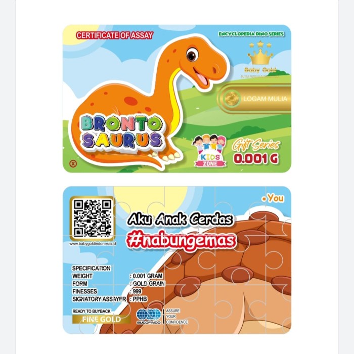 BABY GOLD 0,001 GIFT SERIES DINOSAURUS 1set 4biji special edition