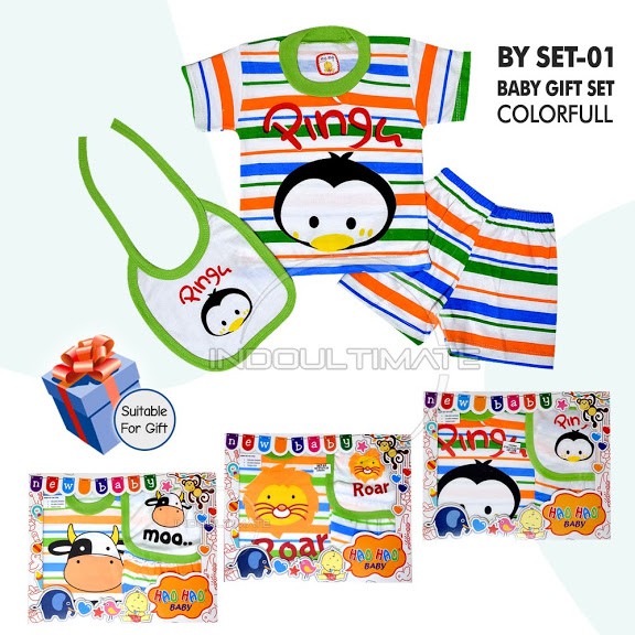 Kado Baju bayi Set BY SET-01 Kaos Bayi + Celana Bayi + Slaber Bayi Perlengkapan bayi baru lahir