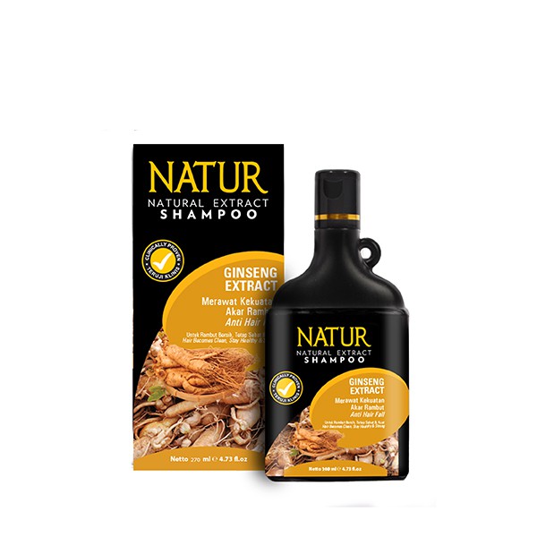 NATUR Hair Shampoo Extract Gingseng 270 ml  - Shampoo untuk Rambut Rontok