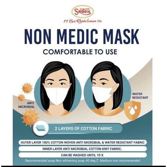 SRITEX Masker Kain Non Medis Anti Microbial dan Anti Air