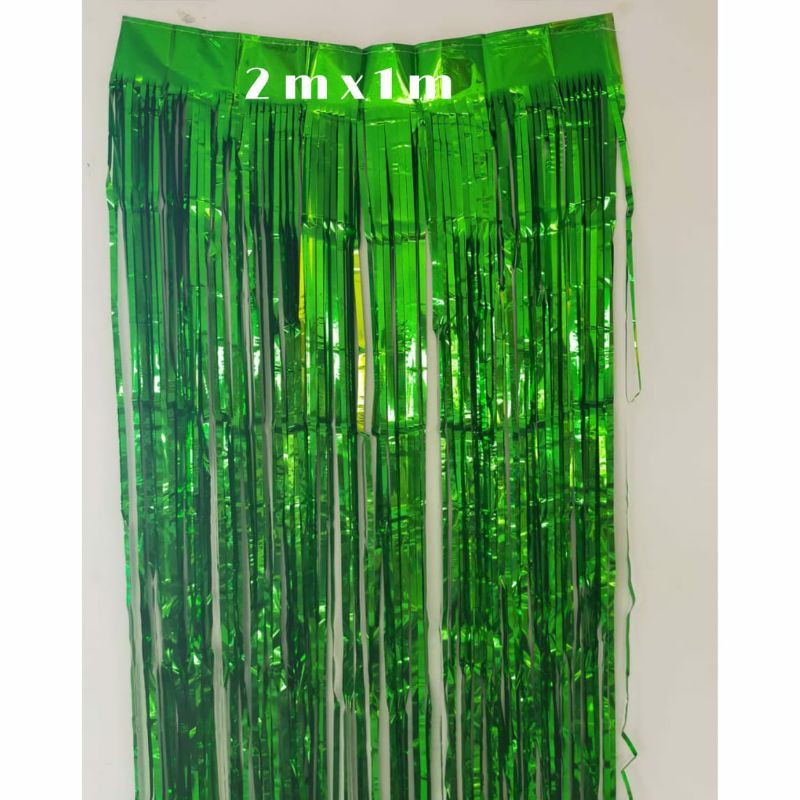 Jual Tirai Pesta Rumbai Foil Curtain Backdrop Warna Hijau Dekorasi