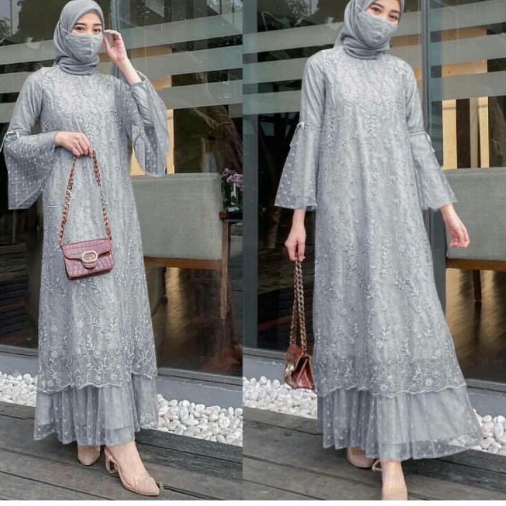 X-54 ISG√MAXI GELA SIZE M-L-XL-XXL JUMBO/DRESS WANITA TILE ONDE POLKADOT/BROKAT TILE MUTIARA/DRESS W