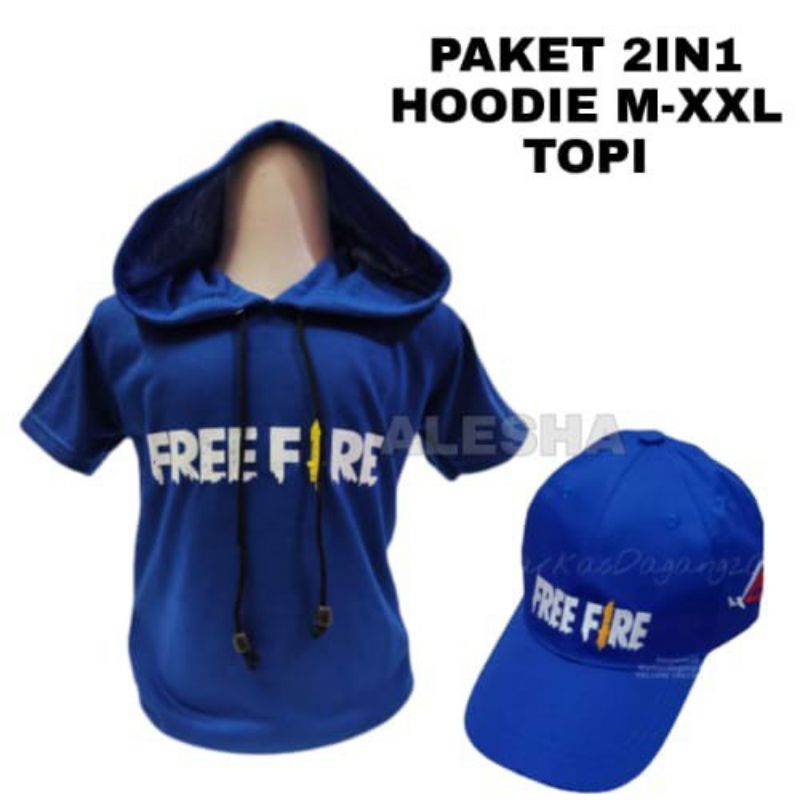 BAJU ANAK USIA 2-10 TAHUN KARAKTER FREE FIRE WAISTBAG DAN TOPI