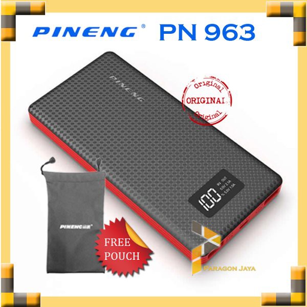 #GudangSatu - Powerbank Pineng / Pineng Powerbank PN-963 10000 mAh Hitam ORIGINAL