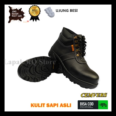 SEPATU SAFETY CEMVERS SEMI BOOTS SEPATU SAFETY UJUNG BESI KULIT ASLI ORIGINAL