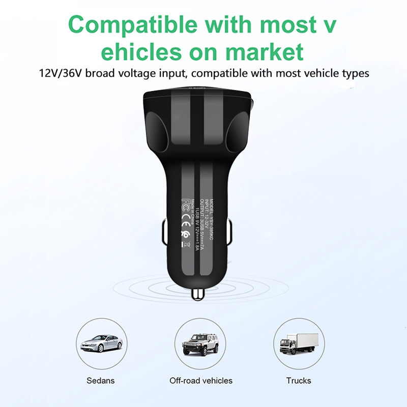 COD Garansi Car Charger QC3.0 Quick Charger 3 Ports Casan Mobil YOOGOO 30W