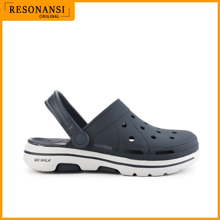 SANDAL PRIA TERBARU SKECHERS ORIGINAL GO WALK 5 FLIP FLOPS NAVY EMPUK