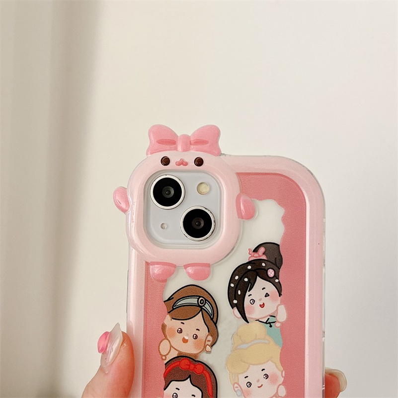 Soft Case Silikon Transparan Motif Kartun Untuk Compatible for iPhone 14 13 12 11 Pro Max X Xr Xs Max iPhone 7 8 6 6s Plus SE 2020 Cartoon Phone Case Camera Frame Protection Shockproof Silicone Soft Case Clear Case Protective Cover