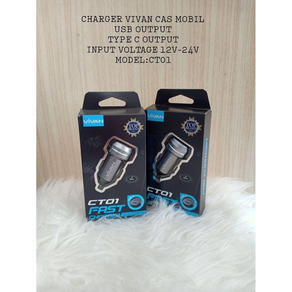 CHARGER MOBIL VIVAN CT01 USB OUTPUT+TYPE C SAVER MOBIL VIVAN ORIGINAL FASH CHARGER