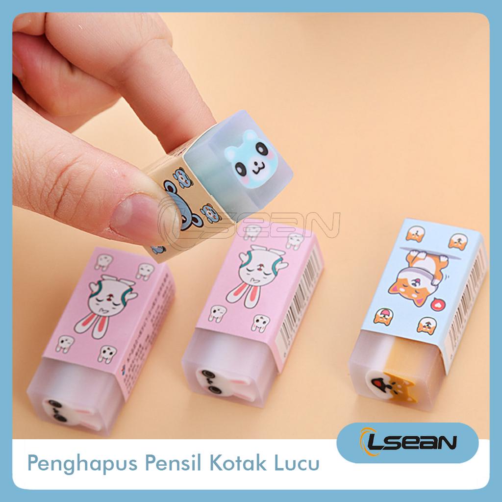 Penghapus Karet Eraser Pensil Kotak Motif Buah Hewan Dinosaurus Rocket Lucu