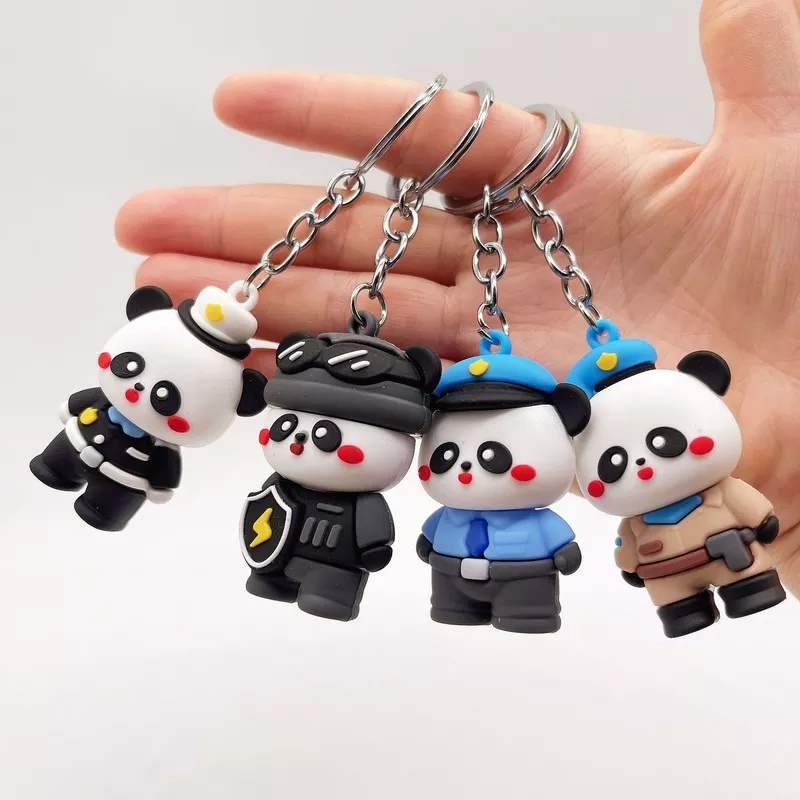 GANTUNGAN KUNCI PANDA COP // Ganci Karakter Polisi Panda Korea | Gantungan tas | Bag Charm | Souvenir Murah | Keychain | COD