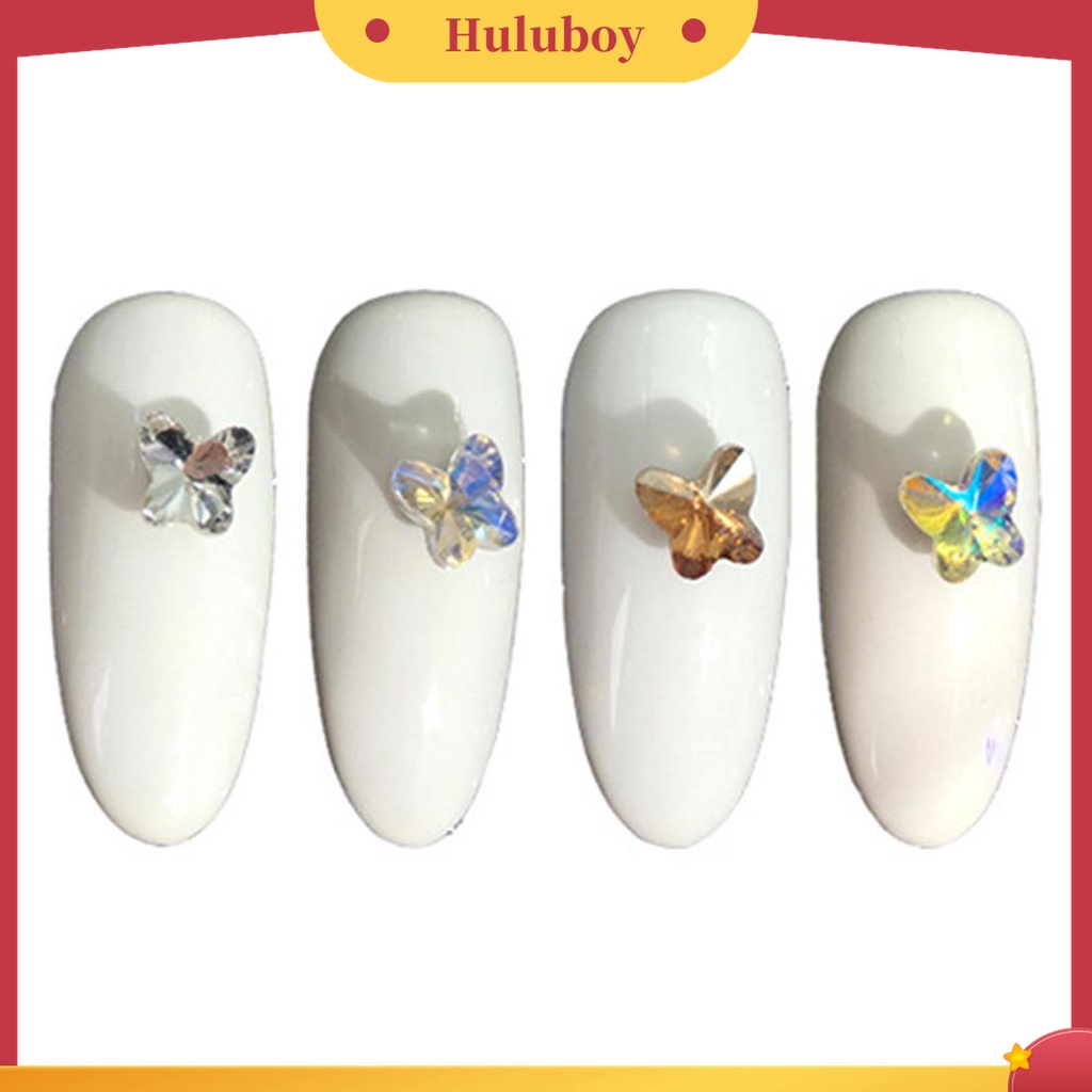 Huluboy Huluboy♡ 50 Pcs Aksesoris Kristal Buatan Bentuk Kupu-Kupu Untuk Nail Art Wanita