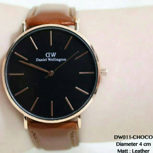PROMO SUPER DW.. JAM TANGAN PRIA DANIEL WELLINGTON KULIT COKLAT MUDAH MADE FREE BOX