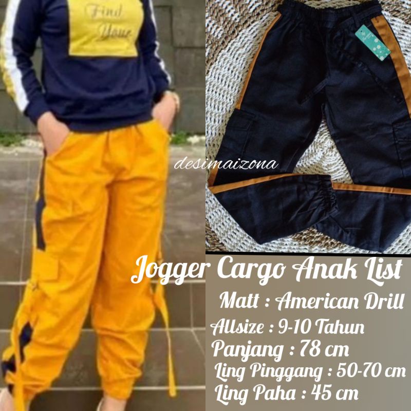 JOGGER CARGO DRILL ANAK MODEL BARU,LIST SAMPING,ALLSIZE:9-10 TAHUN,,TERGANTUNG POSTUR.