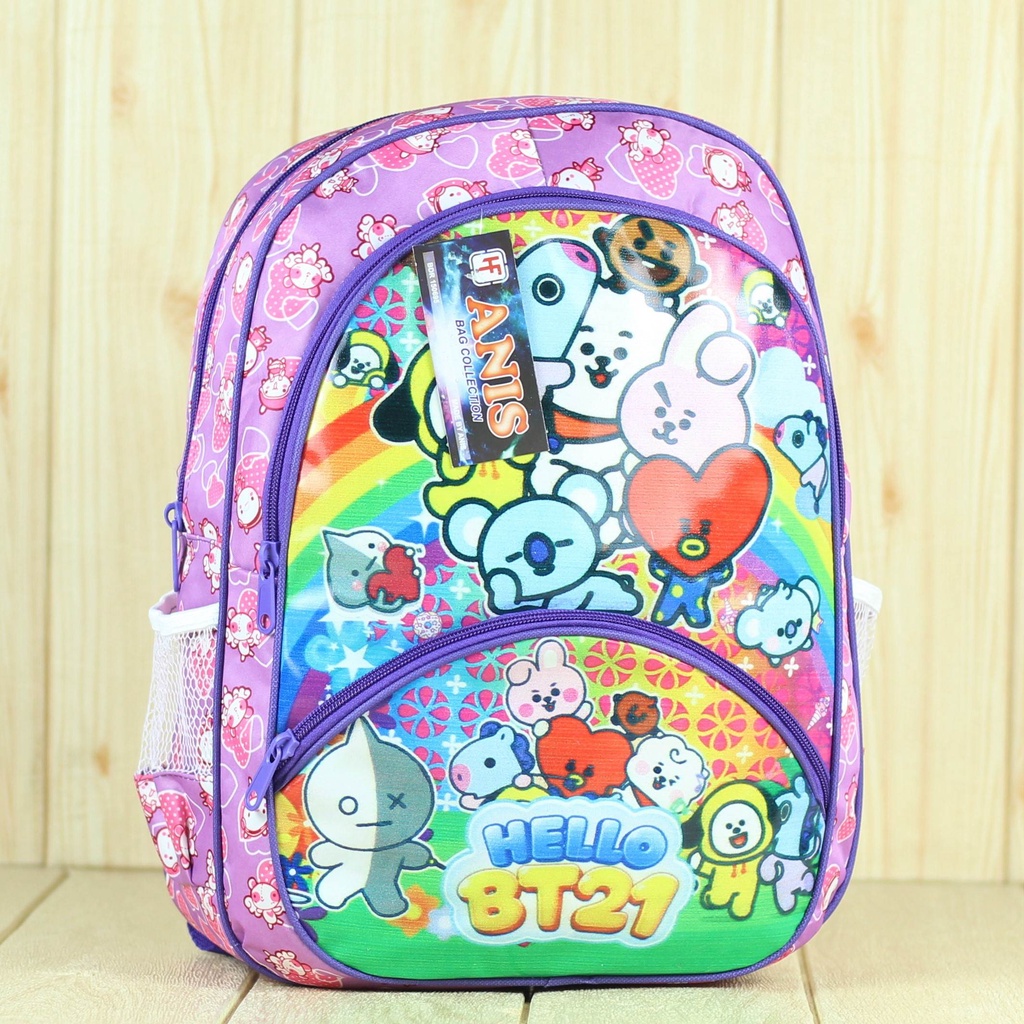 (COD) Tas Sekolah SD Perempuan Anis PAUD TK Kelas BTS BT-21 Ungu Premium Murah Terbaru Tas Anak Cewek Lucu Stylish Fashionable