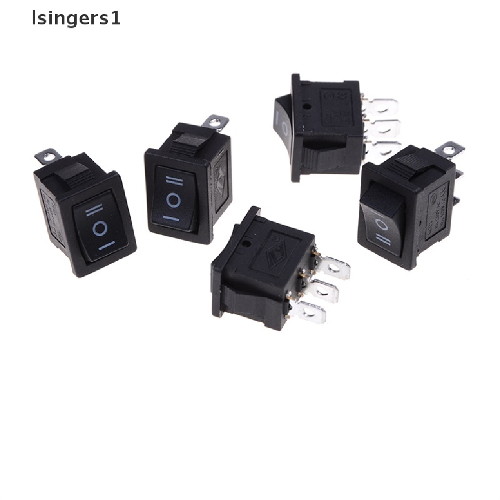 (lsingers1) 5pcs Saklar Rocker Switch On / Off Mini 3 Pin AC 6A / 250V 10A / 125V Warna Hitam