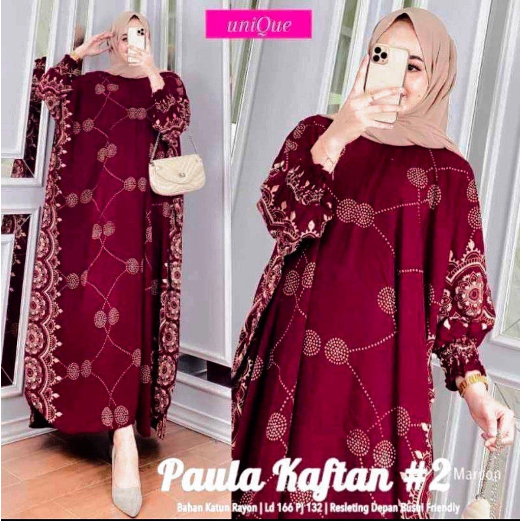 Kaftan Zuma - Kaftan Wanita Jumbo Katun Rayon Batik Premium Busui  Dress Gamis Batik Bigsize Fashion Muslim Kekinian LD 170 cm
