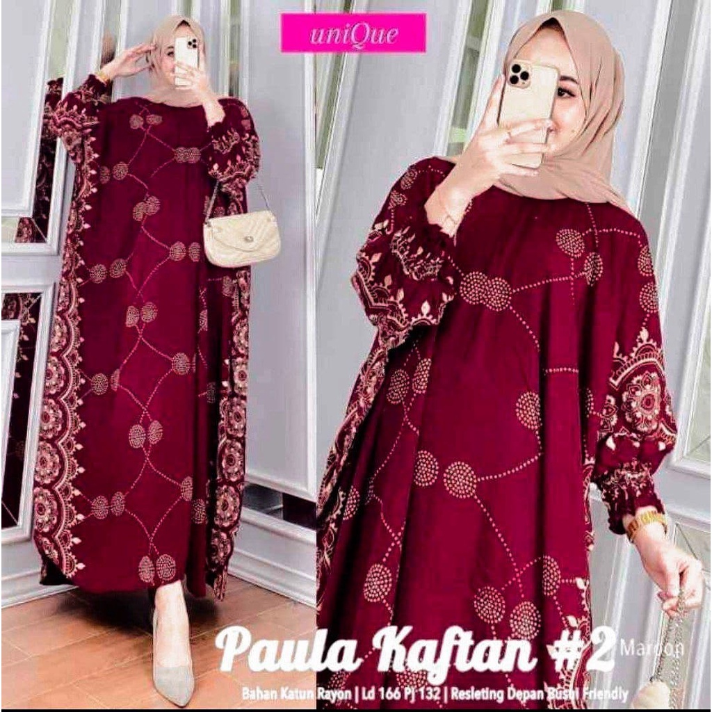 Kaftan Paula - Kaftan Wanita Jumbo Rayon Tie Dye Premium Gamis Dress Kekinian Bigsize LD 180 cm