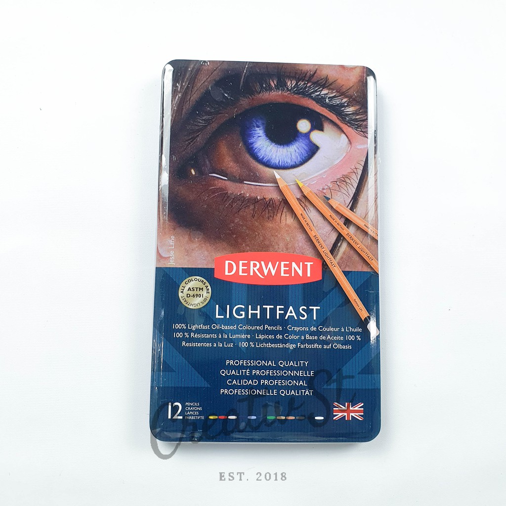 

Derwent Lightfast 12 Tin Case Color Pencil Pensil Warna