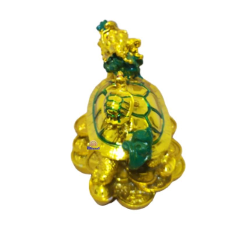 Patung Kura Kura Naga Gold Fengshui 5 Inch