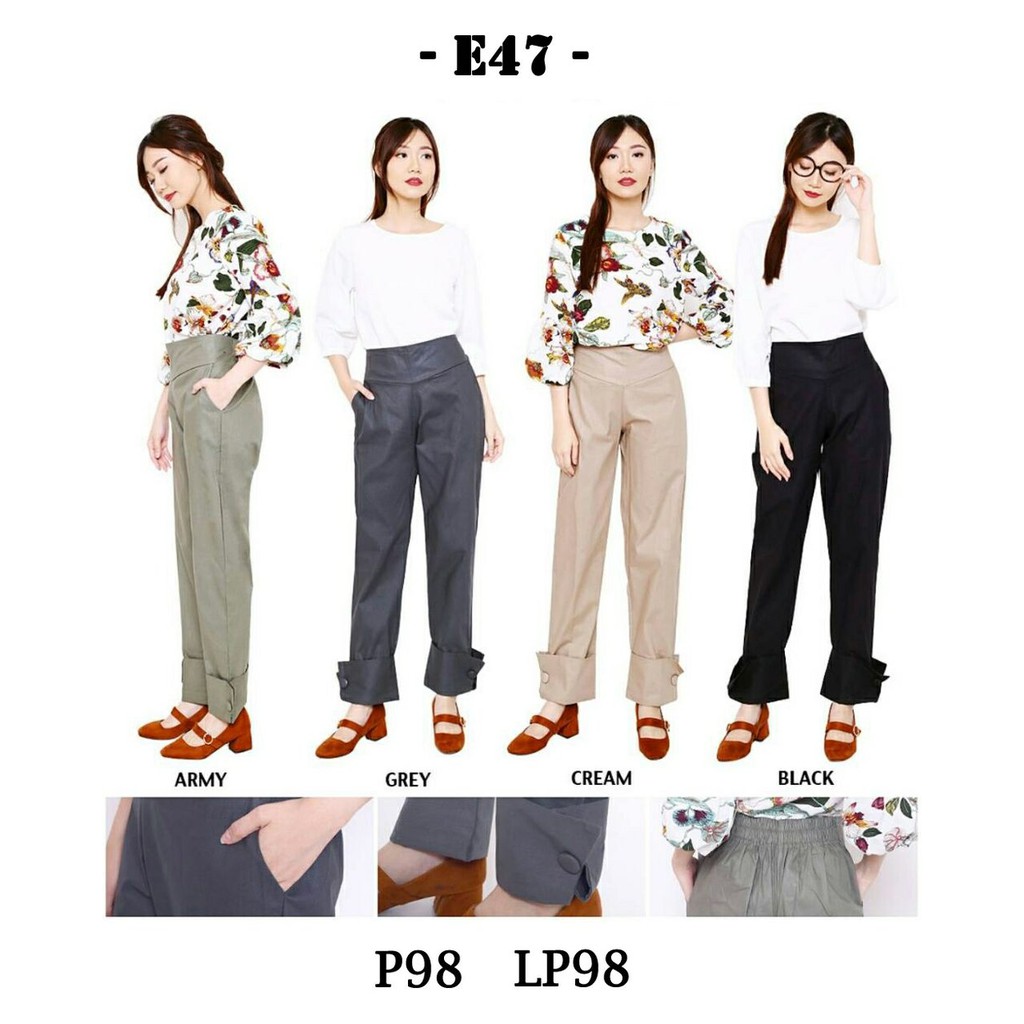 E47 FASHION OUTFIT BAWAHAN CELANA PANJANG WANITA