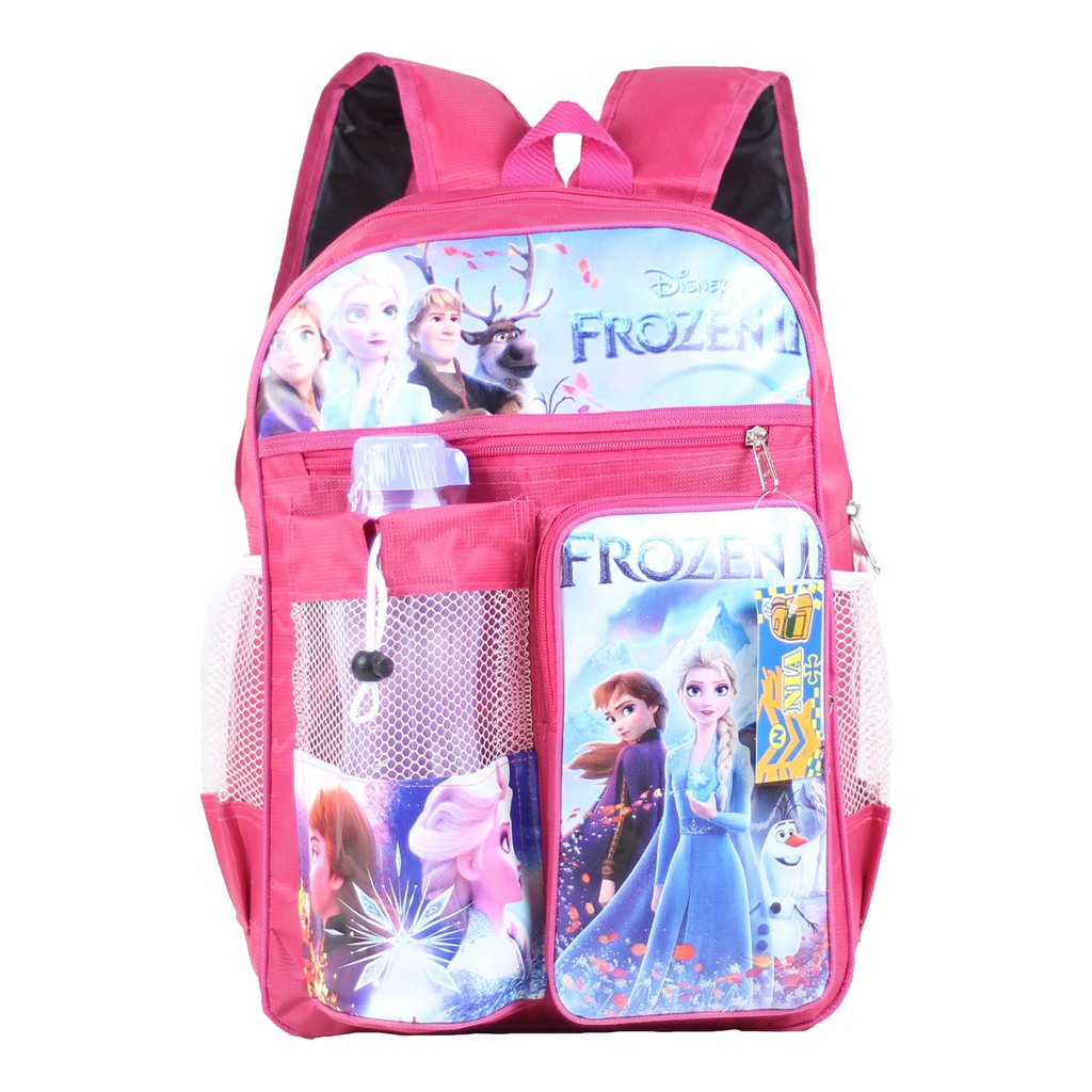 Tas Anak TK SD Tas Ransel Anak Karakter Frozen Pink Tas Gambar Tas Terbaru Plus BOTOL