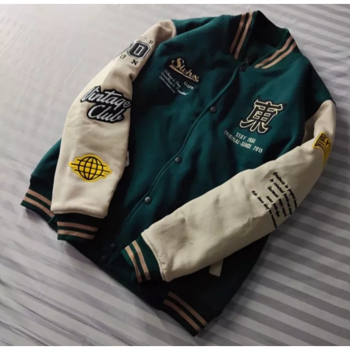 Jaket Varsity Baseball Pria &amp; Wanita Salvio Hexia Full Bordir - JAKET VARSITY BASEBALL KAMIKAZE - Jaket Varsity Baseball Kanji&amp;KAMIKAZE-Gratis Onkir - Bisa COD