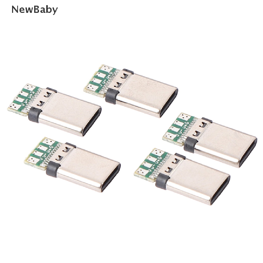 Newbaby 5Pcs Soket Konektor Plug Solder USB 3.1 Tipe C Male DIY Untuk PC Board