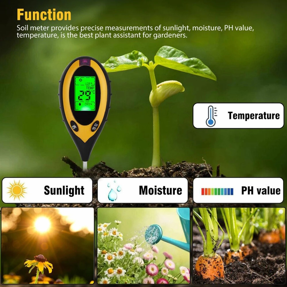 COD 3/4 IN 1 Soil Analyzer Tanah Tester Meter Moisture Meter PH Meter Sunlight Meter Suhu Alat Ukur