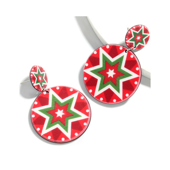 LRC Anting NATAL Fashion Snowflake Round Resin Snowflake Geometric P2268X