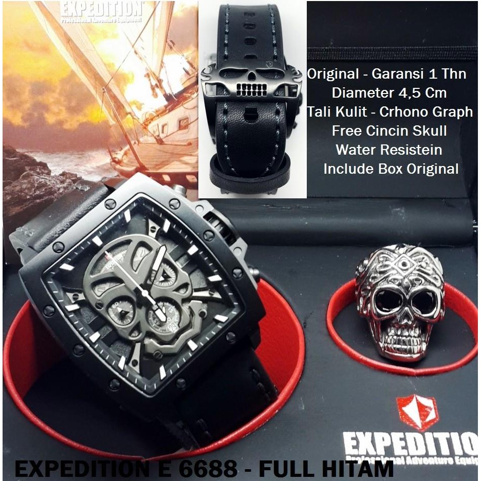 JAM TANGAN EXPEDITION SKULL LIMITED EDITION BONUS CINCIN PERAK ORIGINAL GARANSI RESMI