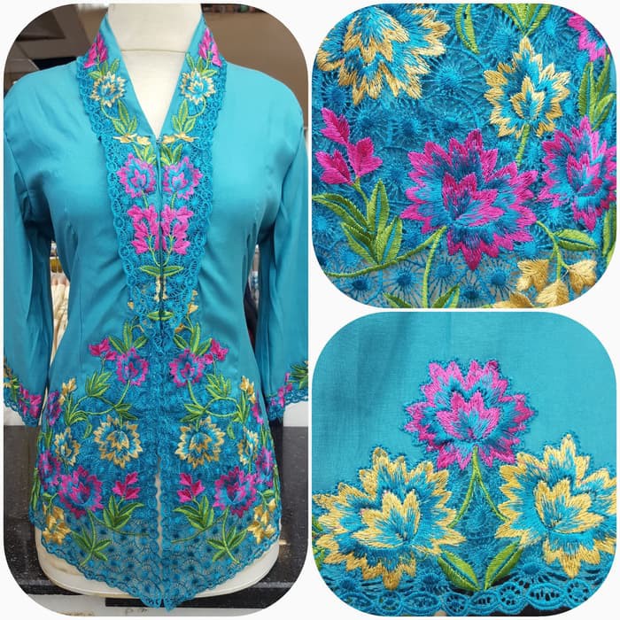 kebaya encim modern - Biru Tosca, S