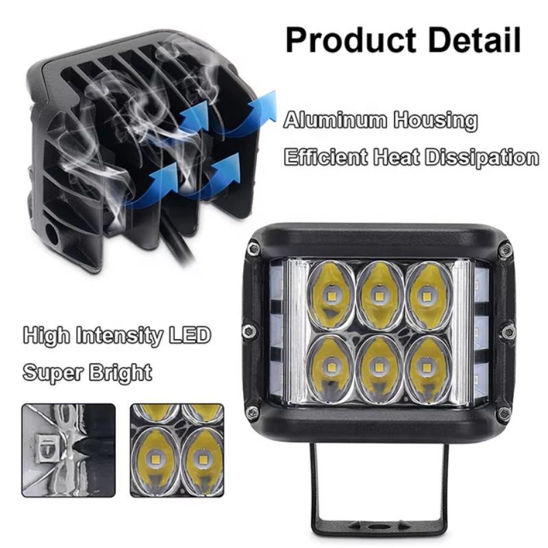 Lampu Tembak 24 Volt LED Sorot CWL 6 Mata Biru Merah Truk Bus Canter Fuso BESAR Senja Besi CREE WORKLIGHT Offroad 3 Mode Truck Bis 24V 3x3 2 Baris Running Pabrik Alat Berat Waterproof