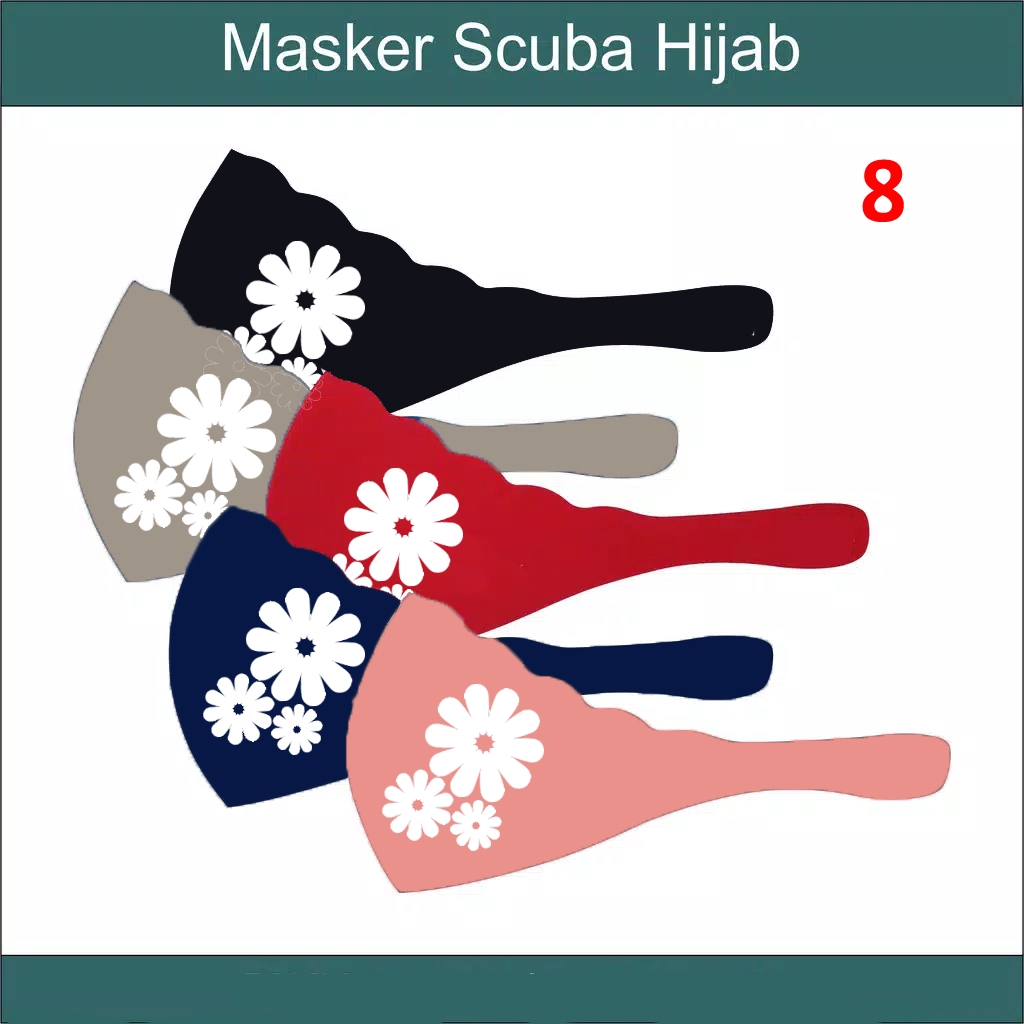 Masker Hijab motif 3 bahan scuba washable