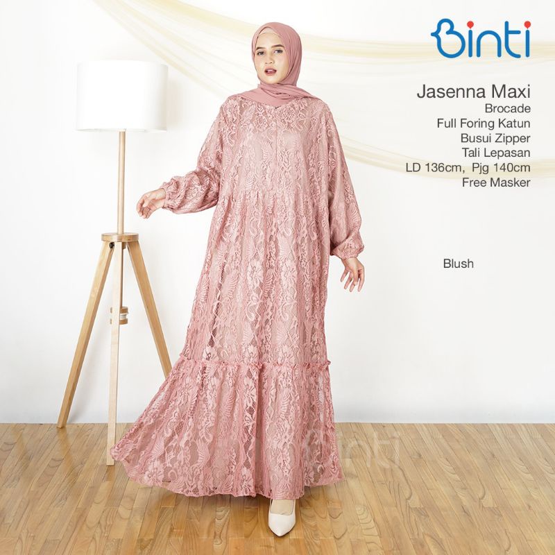 Jasenna gamis brokat jumbo ld 138 original by binti solo( UPDATED STOK )