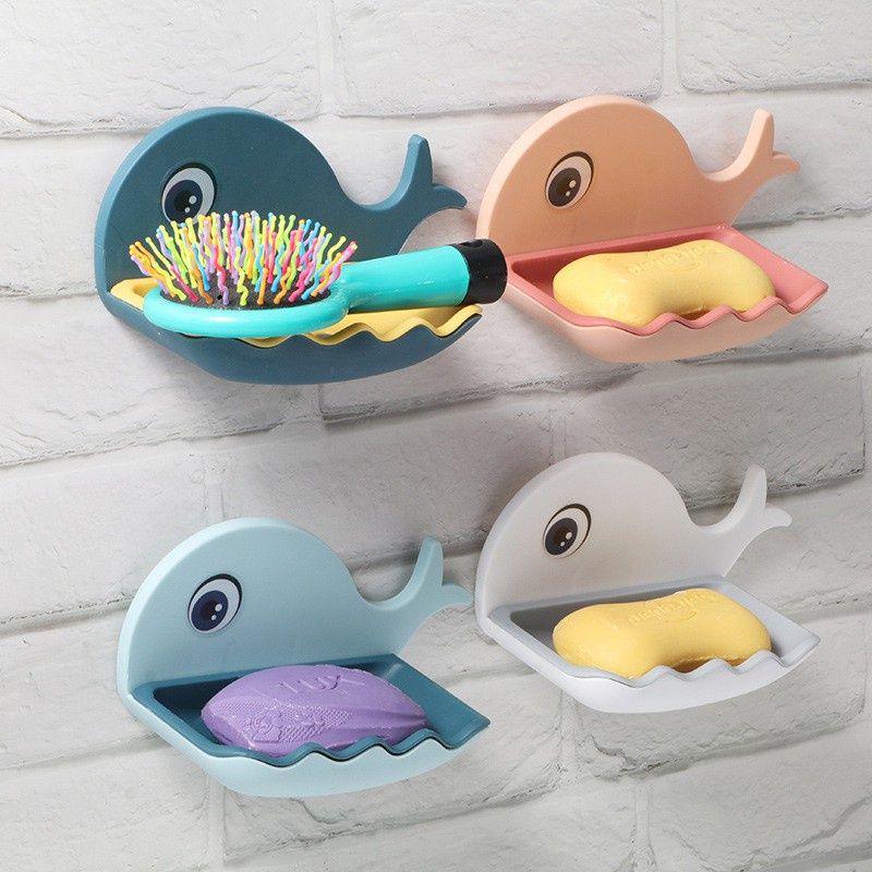 NJ Tempat Sabun Batang Tempel Paus Lucu Plastik Model Ikan Paus Rak Sabun Kamar Mandi Tempel Murah I