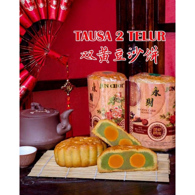 KUE BULAN TAUSA PIA 2 TELUR JUNCHOI SINGKAWANG , KUE BULAN TELUR ASIN , SALTED EGG YOLK MOONCAKE