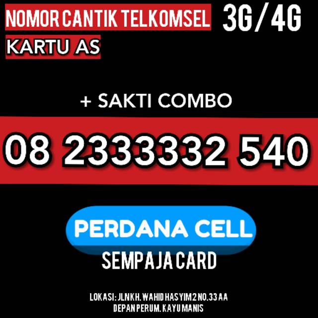 NOMOR CANTIK KARTU AS + SAKTI COMBO