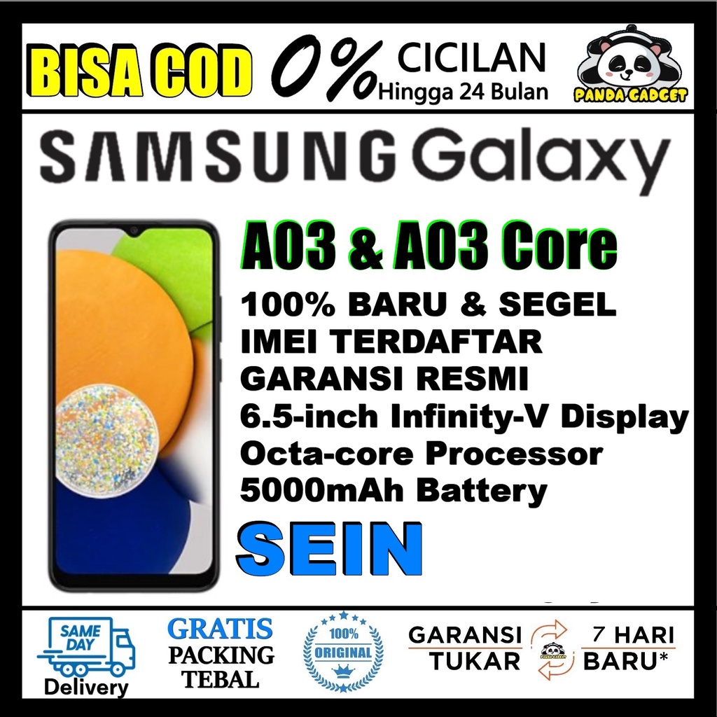 Samsung Galaxy A03 & A03 Core 4/64GB | 3/32GB | 2/32GB Black Blue Red Garansi Resmi Indonesia