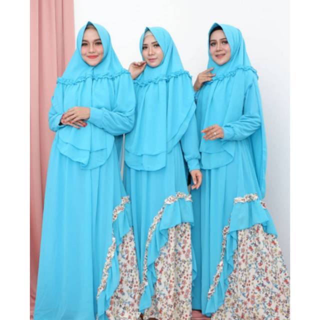 READY gamis ninda syari blue kualitas butik