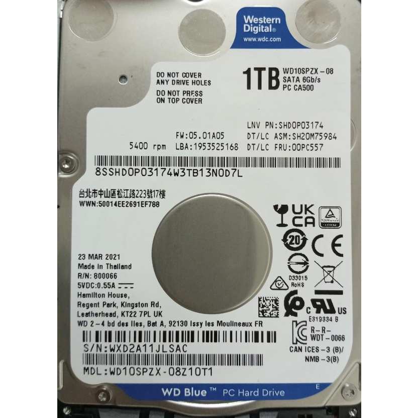 HDD 1TB Hard Disk Drive 1 Terabyte WD Scorpio Blue Western Digital