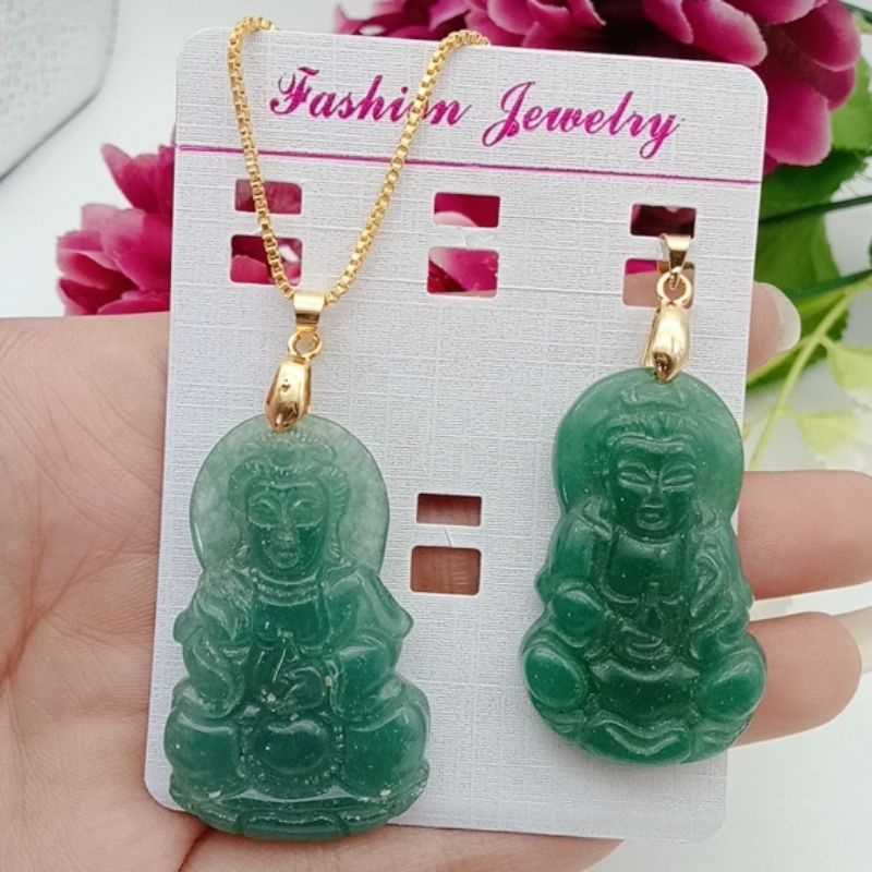 Kalung liontin giok lapis emas impor terlaris