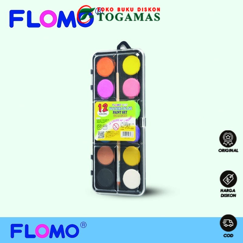 

Flomo Water Color Paint Cake Set Regular 12 warna