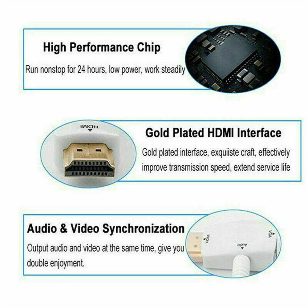 HDTV male To VGA With Audio Converter Adapter/ HDmi.m TO VGA+AUDIO