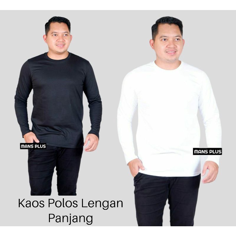 Kaos Polos Lengan Panjang Hitam Putih z22