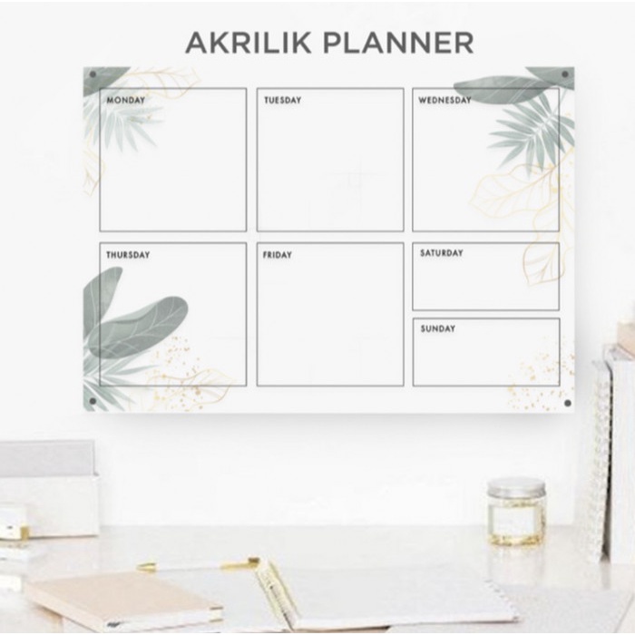 

(BISA COD) Weekly Planner Akrilik | Wall Planner Acrylic Dinding| Schedule Board - 21x30